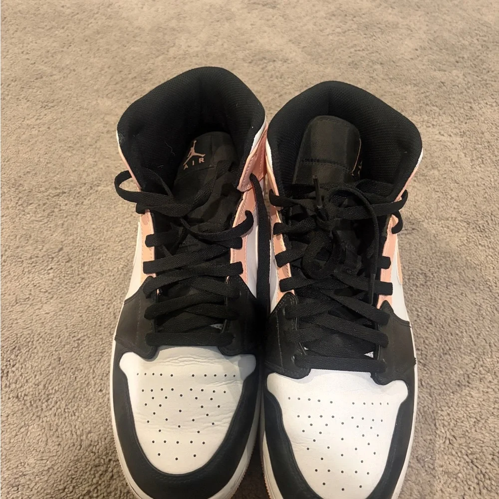 Jordan Men’s Mid-Top Sneakers in Peach, Black & White